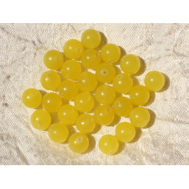 20pc - Perles Pierre - Jade Boules 6mm Jaune fluo - 7427039739214