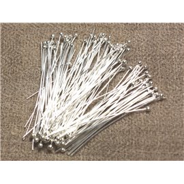 100pc - Ball Head Studs Silver Plated Metal Quality 40 x 0.5 x 1.8 mm 4558550013354