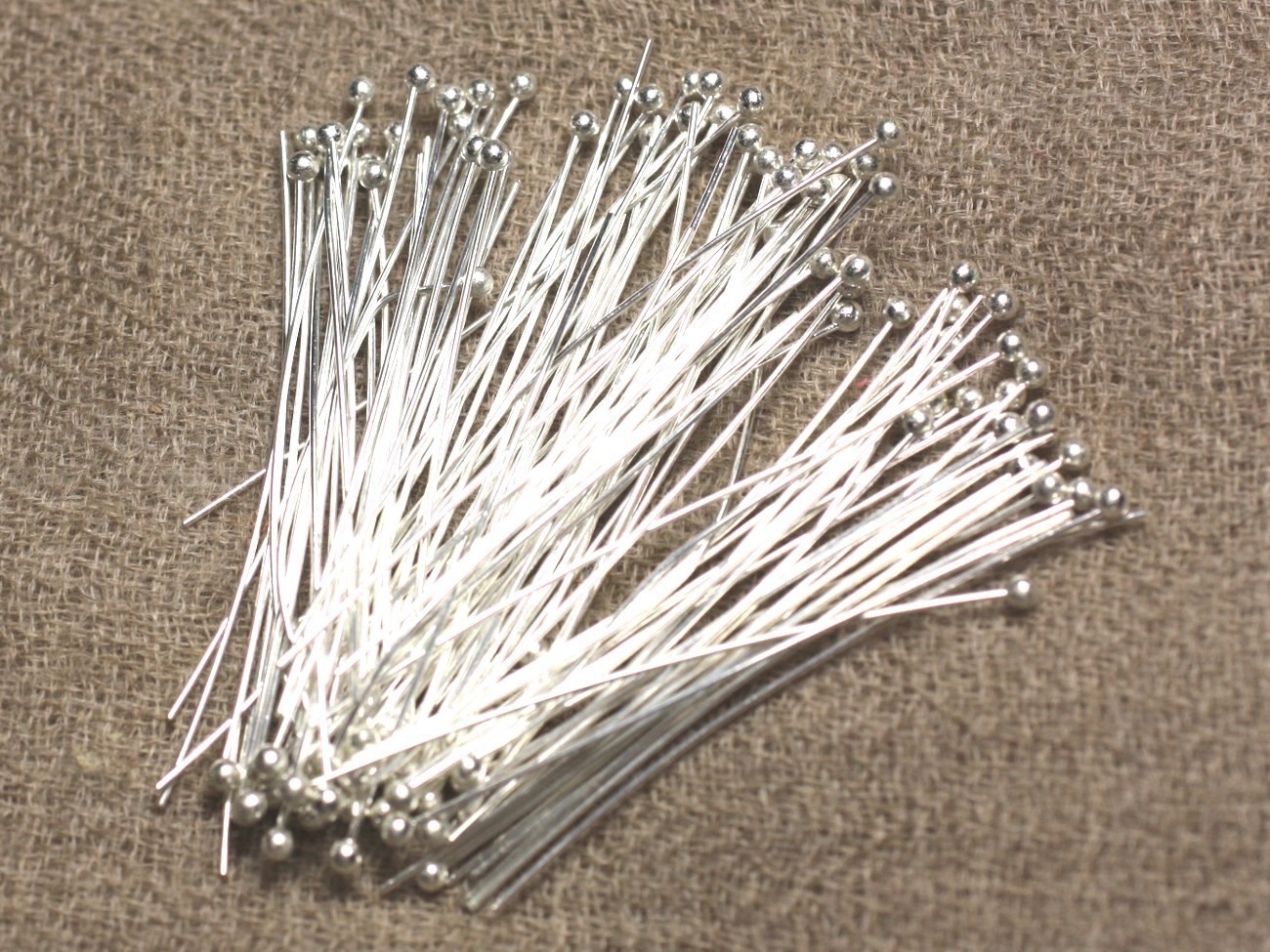 100pc - Tiges Clous à Tête Boule Métal Argenté Qualité 40 x 0.5 x 1.8 mm   4558550013354