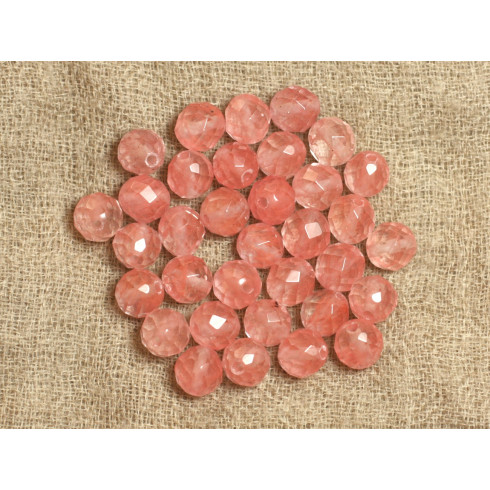 4st - Stenen kralen - Kersenkwarts facet balletjes 10mm 4558550019028