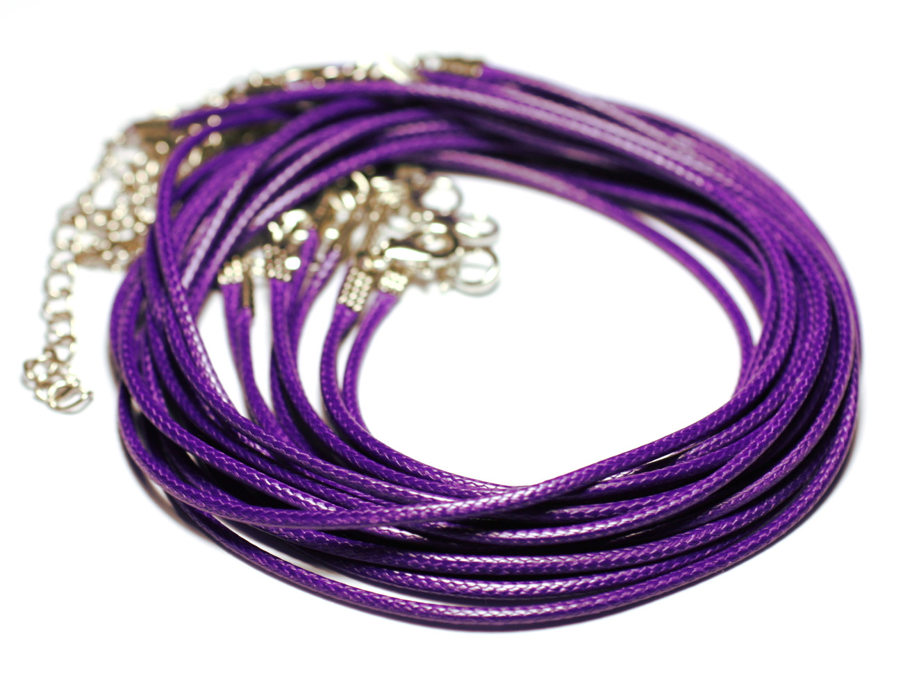 100pc - Colliers Tours de Cou 45cm Fil Corde Cordon Coton ciré 1.5mm violet magenta foncé