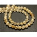 Fil 39cm 58pc env - Perles de Pierre - Quartz Rutile Doré Boules 6-7mm 