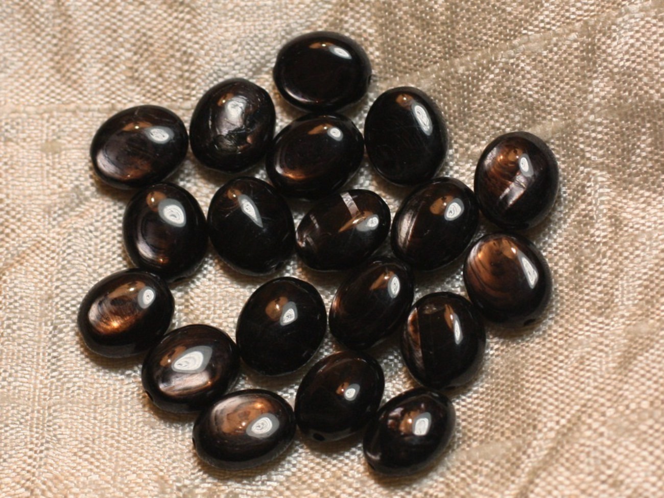 2pc - Perles de Pierre - Hypersthène Ovales 10x8mm   4558550008886