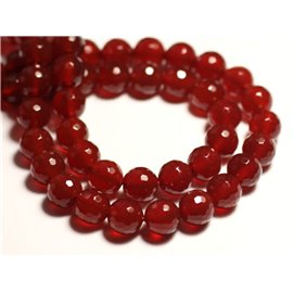 Thread 39cm approx 46pc - Stone Beads - Carnelian Faceted Balls 8mm