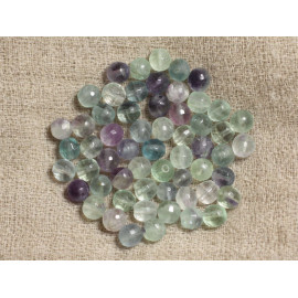 Fil 39cm 65pc environ - Perles Pierre Fluorite multicolore Boules Facettées 6mm