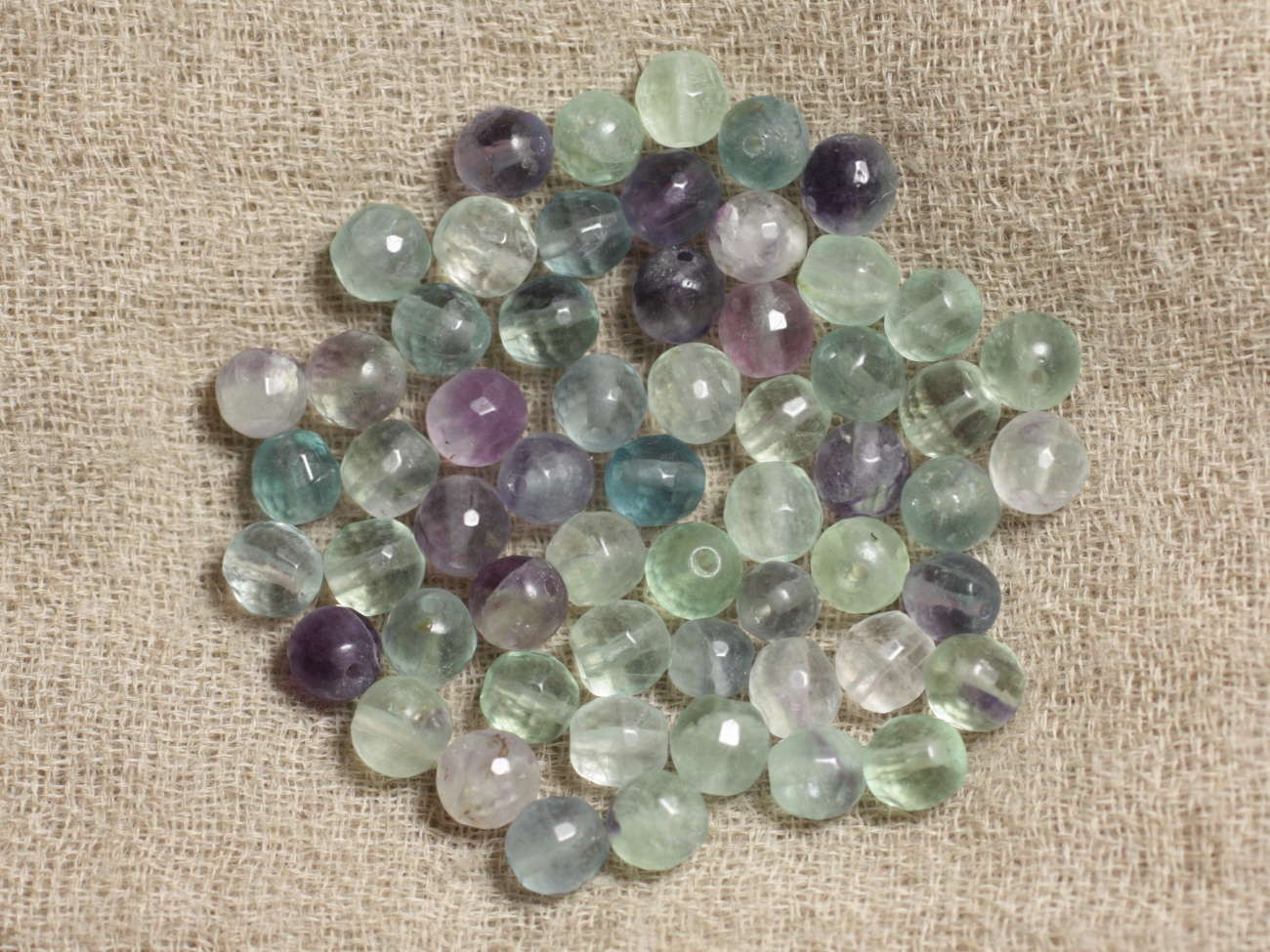 Faden 39cm 60pc ca - Steinperlen - Fluorit Kugeln 6mm