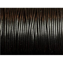 Bobine 160 mètres environ - Fil Corde Cordon Tresse Coton Ciré Rond 1mm noir