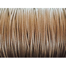 Bobine 160 mètres environ - Fil corde cordon tresse coton ciré enduit rond 1mm beige gris écru brillant