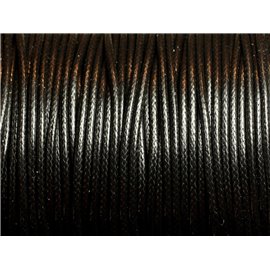 Bobine 80 mètres environ - Fil corde cordon tresse coton ciré rond 2mm noir