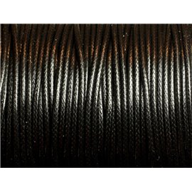 Bobine 80 mètres environ - Fil corde cordon tresse coton ciré rond 2mm noir