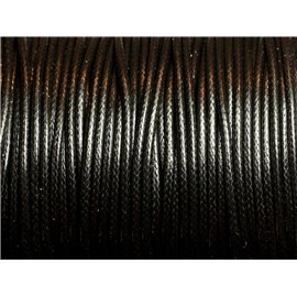 5 mètres - Fil corde cordon tresse coton ciré rond 2mm noir - 7427039745482