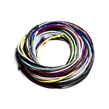 Lot 5 Mètres - Fil Corde Cordon Coton Ciré 2mm Mélange Multicolore - 4558550087645