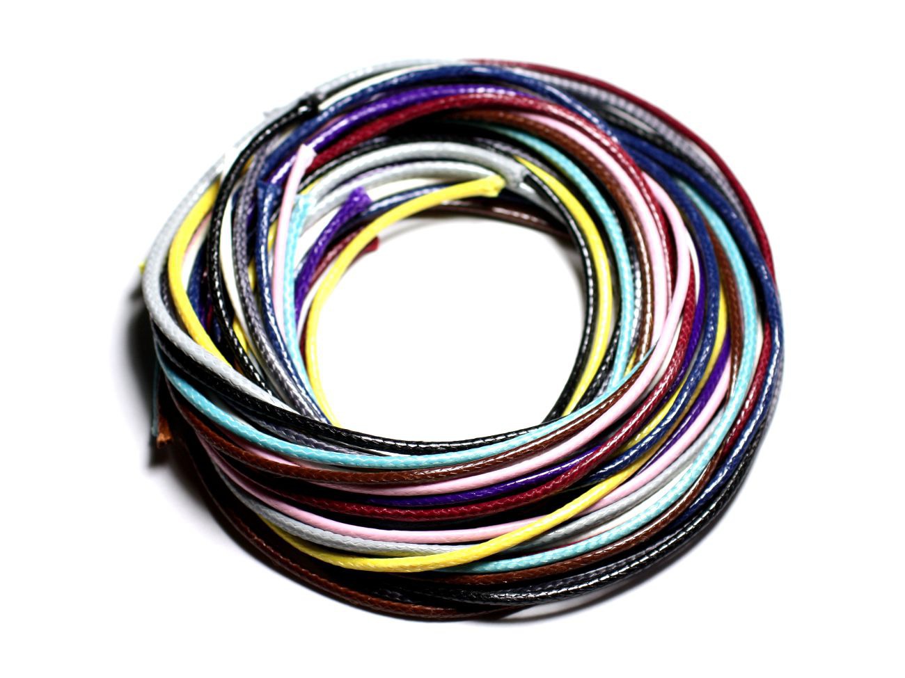 Lot 10 Mètres - Fil Cordon Coton Ciré 2mm Multicolore - 4558550087645 