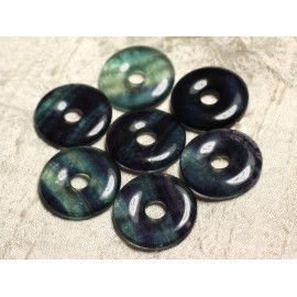 1pc - Perle Pendentif Pierre Fluorite Rond Cercle Anneau Donut Pi 40mm bleu vert violet noir - 7427039745543