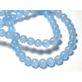 Fil 39cm 48pc env - Perles de Pierre - Jade Boules 8mm Bleu clair