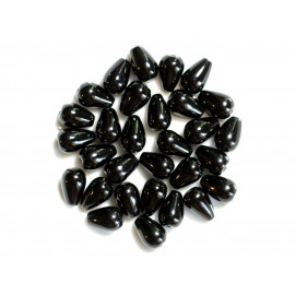 6pc - Perles de Pierre - Onyx Noir Gouttes 12x8mm   4558550038098