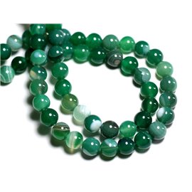 Thread 39cm approx 47pc - Stone Beads - Green Agate Balls 8mm