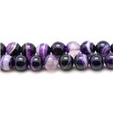 Fil 39cm 46pc env - Perles de Pierre - Agate Violette Boules 8mm 