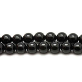 Rijg 39cm ca 190st - Stenen kralen - Zwarte Onyx ballen 2 mm