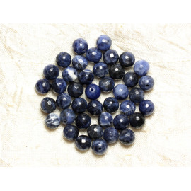 10pc - Stone Beads - Sodalite Faceted Balls 6mm 4558550037824
