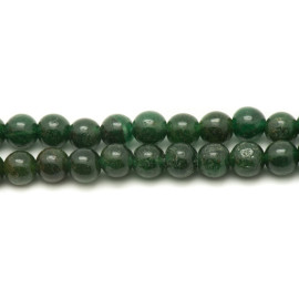 Filo 39 cm circa 48 pz - Perline di pietra - Sfere di giada verde scuro da 8 mm