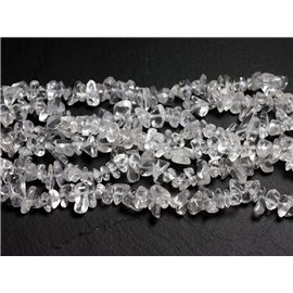 Fil 80cm 220pc environ - Perles Pierre Cristal de Roche Quartz Rocailles Chips 4-10mm blanc transparent