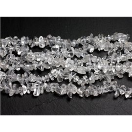 Fil 89cm 290pc env - Perles de Pierre - Cristal de Roche Quartz Rocailles Chips 5-10mm