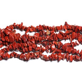 Fil 78cm 215pc environ - Perles Pierre Jaspe Rouge Rocailles Chips 4-10mm rouge marron brique