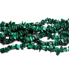 Fil 78cm 365pc environ - Perles Pierre Malachite Rocailles Chips 4-10mm vert