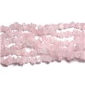 Fil 80cm 220pc env - Perles Pierre - Quartz Rose Rocailles Chips 5-10mm Rose clair