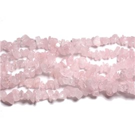 Filo 80 cm circa 220 pezzi - Perline di pietra - Chip Rocailles al quarzo rosa 5-10 mm