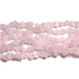 Hilo 80cm 220pc aprox - Cuentas de Piedra - Chips Rocailles de Cuarzo Rosa 5-10mm