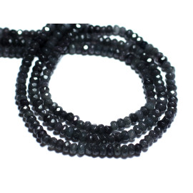 Fil 38cm 104pc environ - Perles Pierre Jade Rondelles Facettées 6x4mm Gris noir anthracite