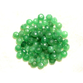 Fil 37cm 68pc environ - Perles Pierre Jade Rondelles Facettées 8x5mm Vert emeraude