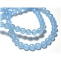 Fil 39cm 62pc env - Perles de Pierre - Jade Boules 6mm Bleu clair ciel 