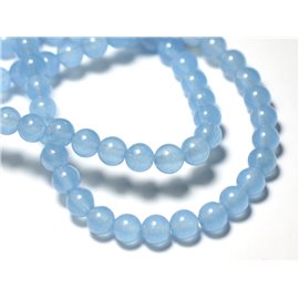 Thread 39cm 62pc approx - Stone Beads - Jade Balls 6mm Light sky blue