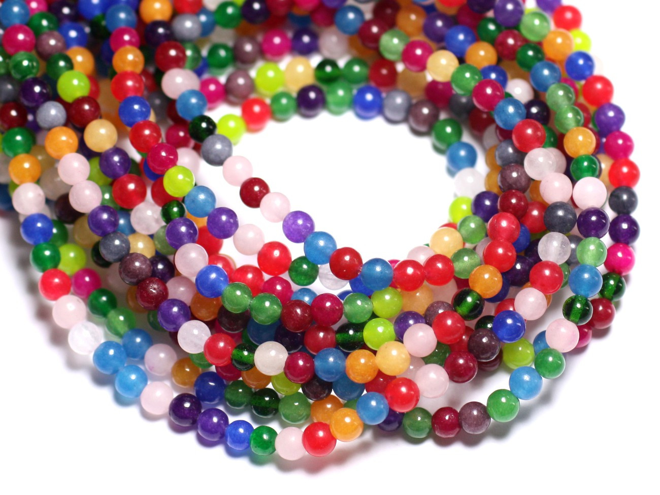 30pc - Perles Pierre Jade Boules 4mm Multicolore - 7427039746243