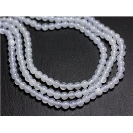 Thread 39cm 92pc approx - Stone Beads - Jade Balls 4mm White gray Mauve - 8741140001558