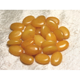2pc - Stone Beads - Jade Oval 18x13mm Yellow Orange Saffron 4558550007049