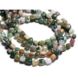Thread 39cm approx 43pc - Stone Beads - Multicolored Fancy Jasper Nuggets 8-10mm