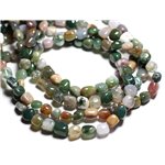 Fil 39cm 43pc env - Perles Pierre - Mélange Pierres Agate Jaspe Nuggets 8-10mm