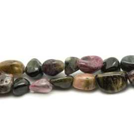 Thread 39cm 62pc approx - Stone Beads - Quartz Tourmaline Olive Nuggets 4-9mm
