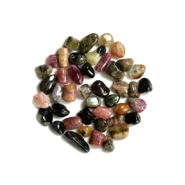 Filo 39 cm 62 pz circa - Perline di pietra - Pepite di quarzo tormalina oliva 4-9 mm