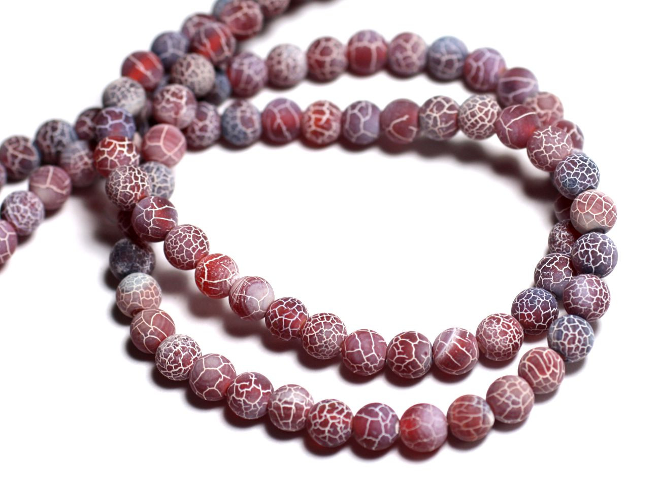 2pc - Perles Pierre - Agate Boules 16mm rouge orange blanc - 7427039737722
