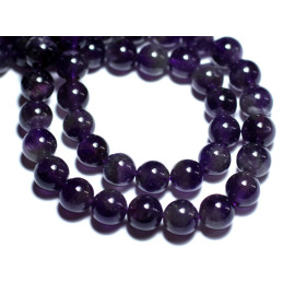 Fil 39cm 31pc environ - Perles Pierre Améthyste Boules 12mm Violet