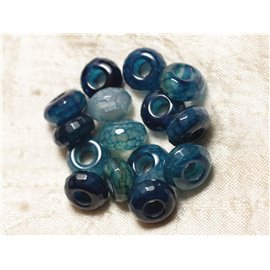 3pc - Bead stone 5mm drilling - Blue Agate Faceted Rondelle 14mm 4558550027481