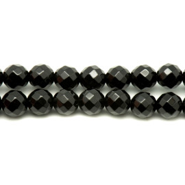 Fil 39cm 63pc env - Perles Pierre - Onyx noir Boules Facettées 6mm