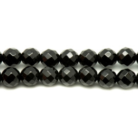 Hilo 39cm aprox 63pc - Cuentas de piedra - Bolas facetadas de ónix negro 6mm