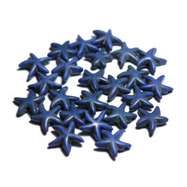 Fil 35cm 32pc environ - Perles Pierre Turquoise synthèse étoiles de mer 14mm Bleu nuit roi