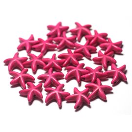 20st - Synthetische Turkoois Zeester Kralen 14mm Neon Roze - 7427039729284